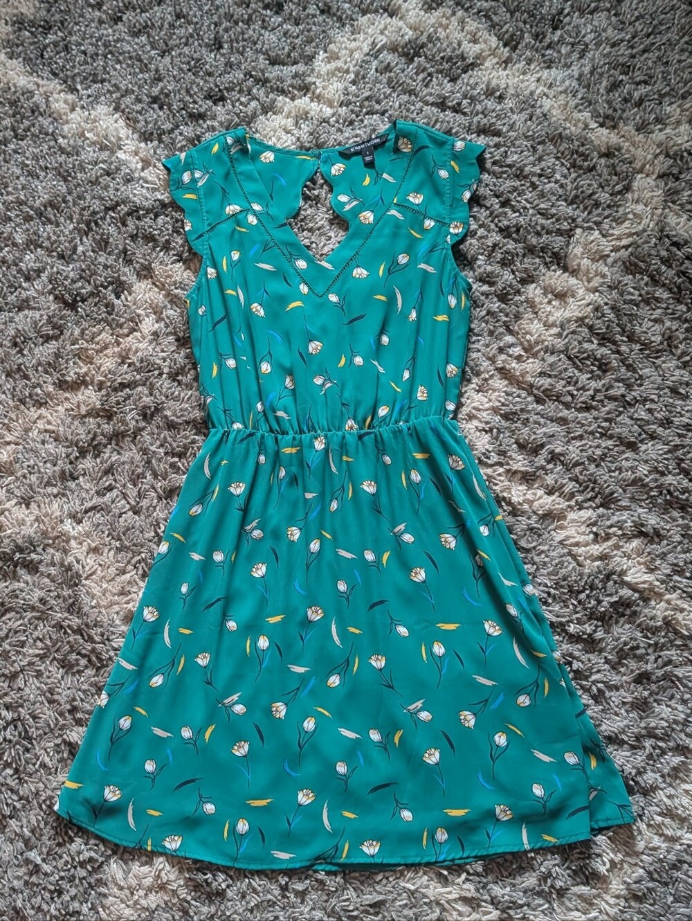 41 Hawthorne Teal Floral Fit-and-Flare Dress Size S